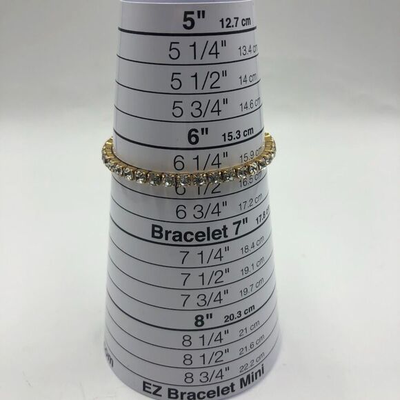 18K Gold Plated Stainless Steel "Tennis" Bracelet Cubic Zirconia Waterproof - Picture 8 of 13